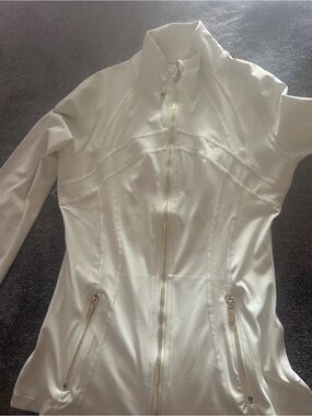 lululemon athletica White Zip-Up Bomber Jacket